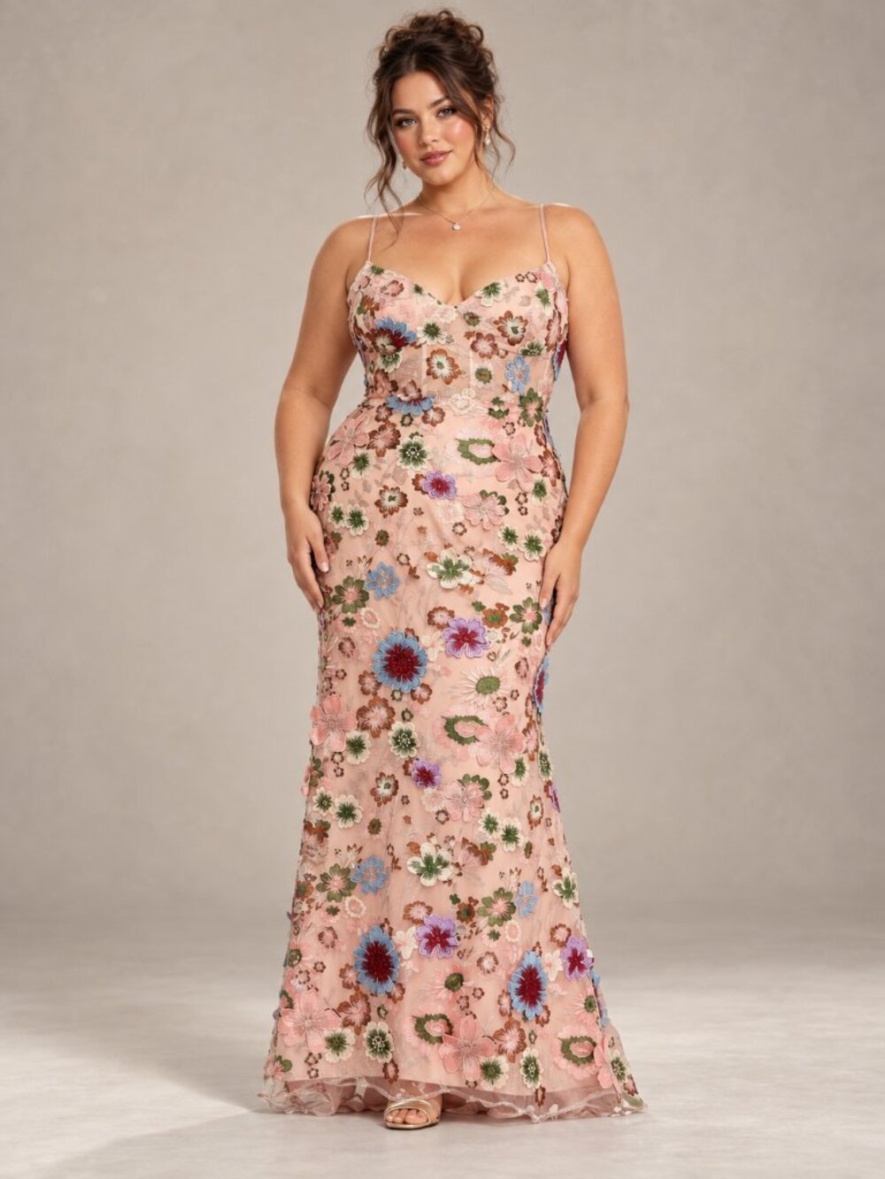 Fabulouss by Mac Duggal 68531 Floral Applique Gown Pink Multi $498 MSRP